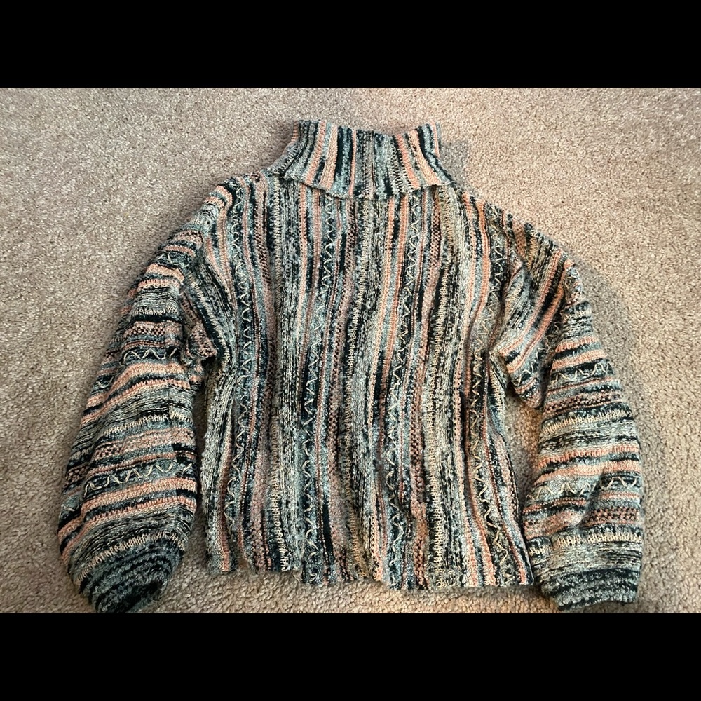Fun Multicolored Turtleneck Sweater